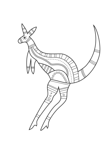 Aboriginal Kangaroo Coloring Page